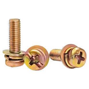 镀彩锌圆头十字三组合螺钉球面十字十一字平垫弹垫螺丝M3M4M5M6M8