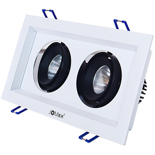 嘉美格栅吊顶斗胆灯单头双头射灯led方形筒灯嵌入式天花灯豆胆灯