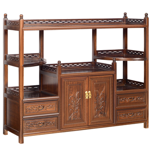 新中式茶水柜客厅储物柜实木茶叶柜家用餐边柜办公小茶柜靠墙边柜