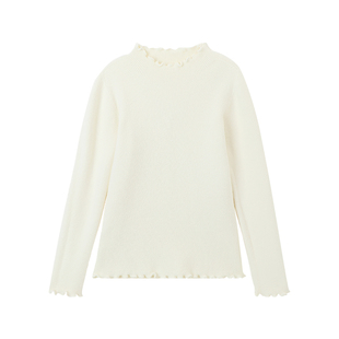 布丁哈鲁童装秋装女童针织上衣2026春秋新款儿童木耳花边打底衫