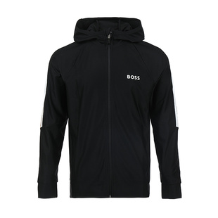 HUGO BOSS SS24 字母Logo图案印花连帽长袖卫衣 男款 黑色