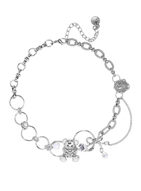 鱼头星星锁骨链个性轻奢粗链复古小熊珍珠项链女生冷淡生日礼物潮