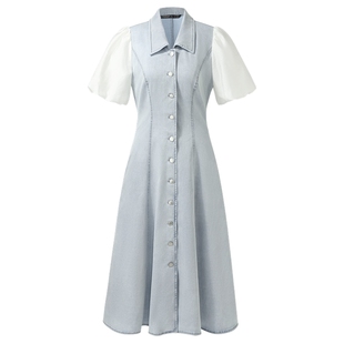 歌莉娅天丝牛仔连衣裙女夏季穿搭2025新款大方得体裙子1E5J4J0R0