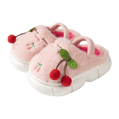 latetime可爱樱桃儿童棉拖鞋女童