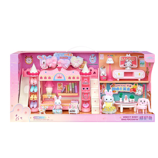 雅斯妮威尼兔温馨卧室床城堡屋楼梯床小餐桌女孩幼园儿童玩具礼物