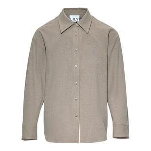 LILY2025冬新款女装双面磨毛法兰绒翻领宽松休闲通勤纯色衬衫外套