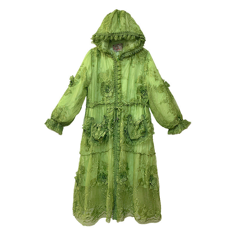 桑蚕丝棉服女时尚年轻款高端刺绣中长款棉衣宽松收腰轻薄保暖外套
