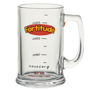 加厚玻璃啤酒杯扎啤杯家用商用果汁饮料杯带刻度美式复古简约字母