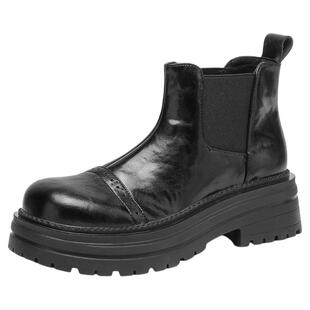 星期六厚底短靴女款2025新款黑色短筒瘦瘦靴马丁靴西部牛仔女靴子