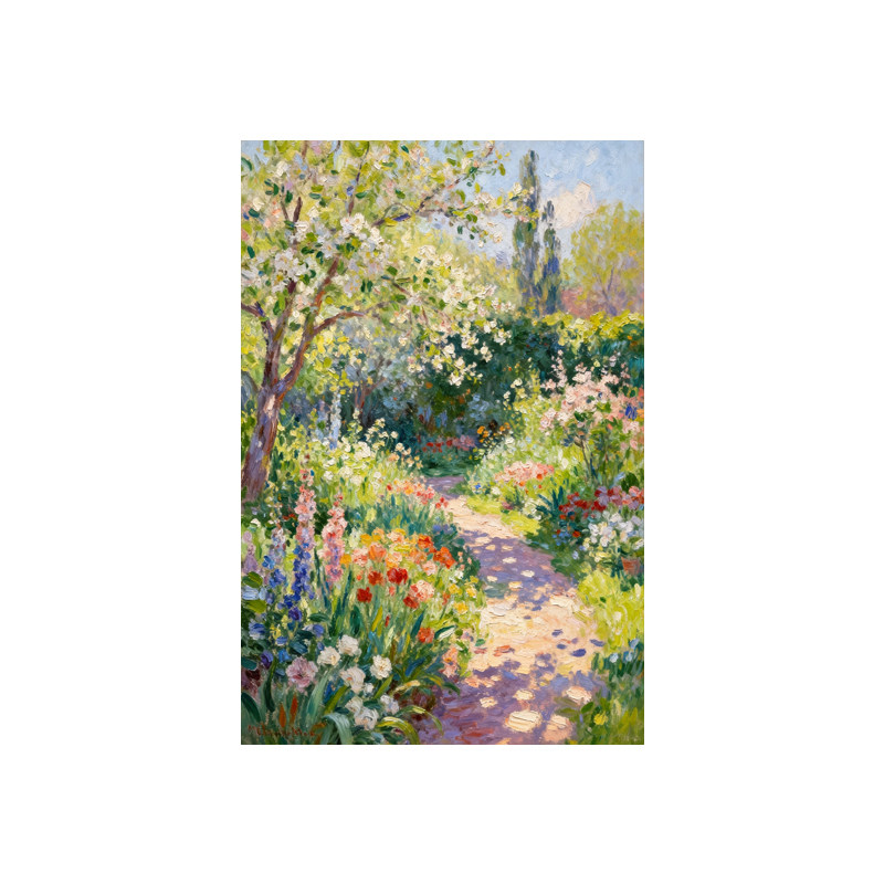 纯手绘油画花园小径客厅装饰画