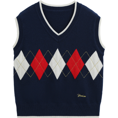 英氏男童秋季绵羊毛针织马甲