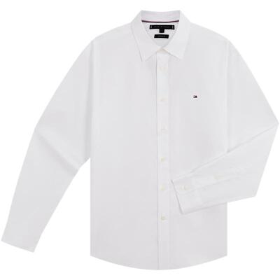 Tommy男装纯棉斜纹肌理纯色衬衫