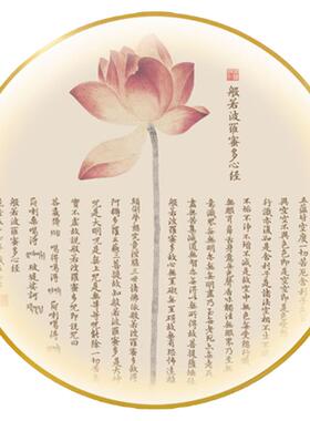 圆形客厅心经装饰画带灯发光