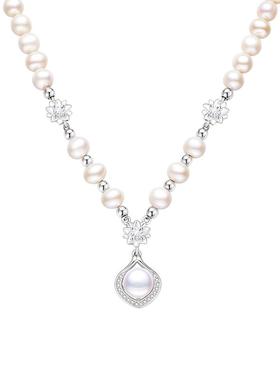 中国黄金纯银珍珠项链吊坠