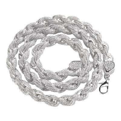 欧美嘻哈铜镶锆石麻花项链 满镶锆石扭绳链男女饰品CZ Rope Chain