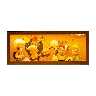 泡泡玛特星星人收纳收藏造景带灯盲盒收纳盒展示柜防尘相框展示盒