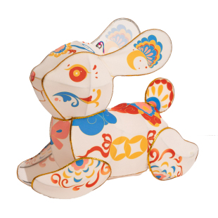 2026马年春节新款飞天兔子灯笼儿童手提发光白色非遗手工花灯小孩