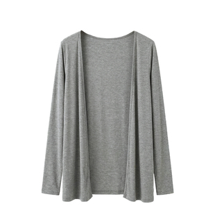 灰色莫代尔开衫外套女2026新款ins早春季薄款防晒罩衫设计感上衣