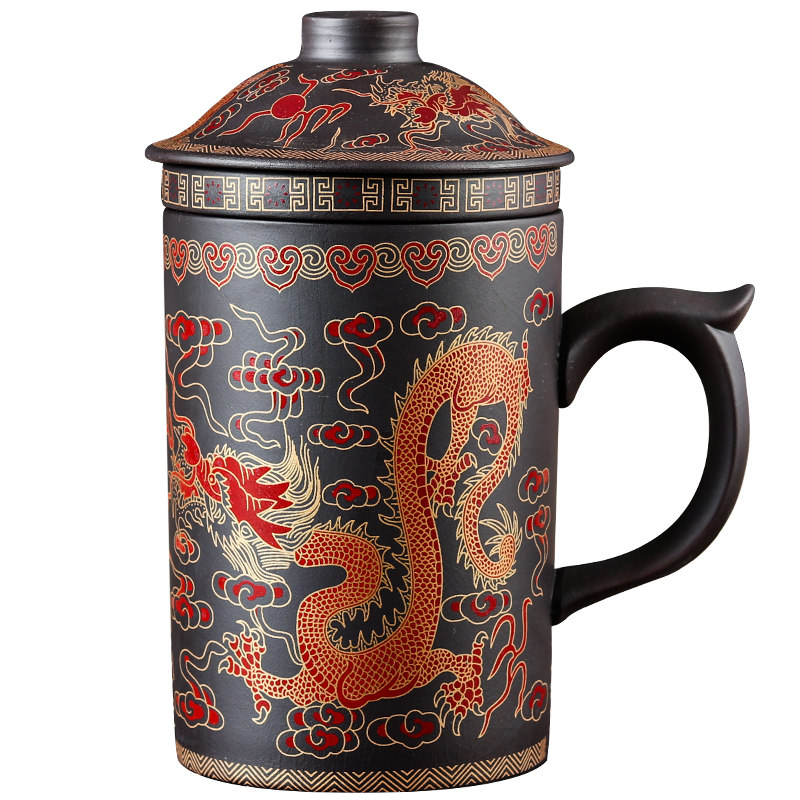 宜兴原矿紫砂杯带盖圆形养生泡茶杯纯手工茶杯办公杯功夫茶具包邮