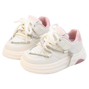 儿童板鞋2026春秋新款女童小白鞋时尚白色童鞋女款魔术贴运动鞋子