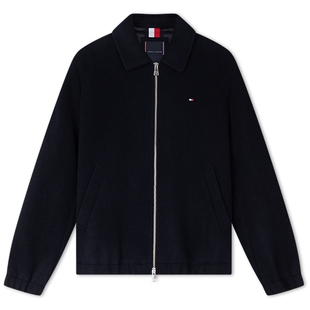 Tommy秋冬男装羊毛混纺商务休闲纯色毛呢翻领大衣行政夹克外套