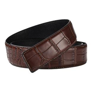 无头皮带男真皮3.8头层纯牛皮鳄鱼纹不带头腰带打孔3.3没扣裤带条