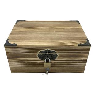 带锁实木复古大小号收纳盒定制定做碳化木质长方形礼品包装木盒子