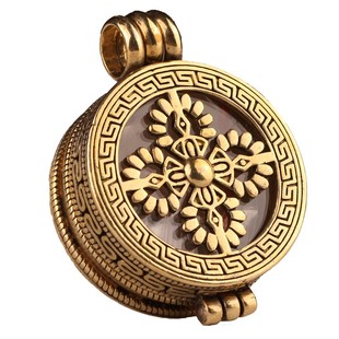 尼泊尔透明可打开空心金刚杵铜嘎乌盒装擦擦用噶乌中小特大号男女