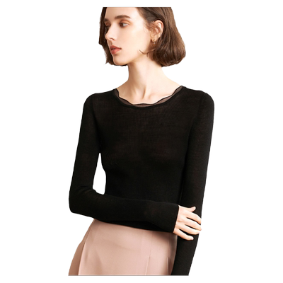 Mintsiren圆领修身纯羊毛毛衣