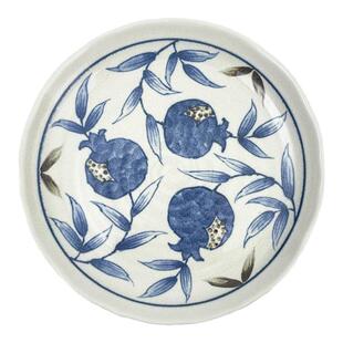 有谷窑日本进口蓝染金石榴系列日式餐具家用陶瓷餐菜盘日式餐具