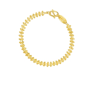 周生生足金复古金珠鱼骨手链黄金手链女生珠宝金饰送礼首饰21001B