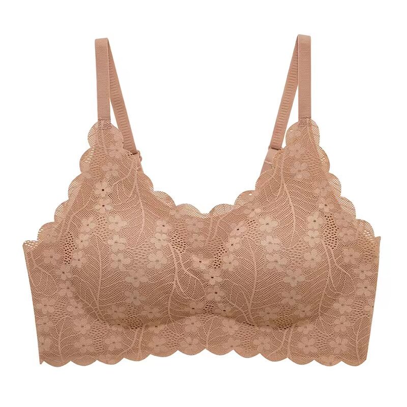 品牌店蕾丝乳胶裸衣夏季美背无痕无钢圈聚拢文胸运动瑜伽内衣女薄