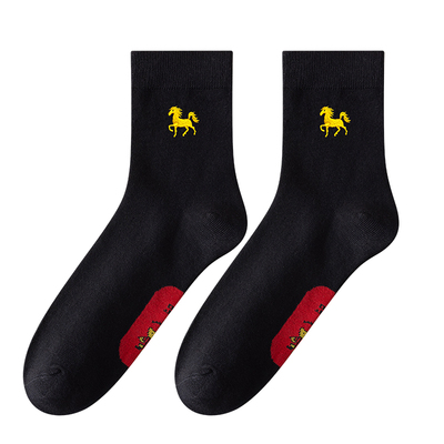 2026马年本命年袜子男士大码冬季中筒棉袜加肥加大属马年新年长袜