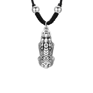 老凤祥足银貔貅祥瑞吊坠中式招财运编绳项链情人节生日礼物送男友