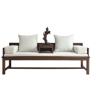 奥芬达 罗汉床新中式沙发黑胡桃木罗汉床禅意罗汉榻茶室会所家具