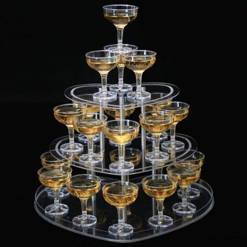 新款婚礼倒酒香槟塔心形婚庆道具亚克力酒塔架子婚礼舞台庆典杯塔