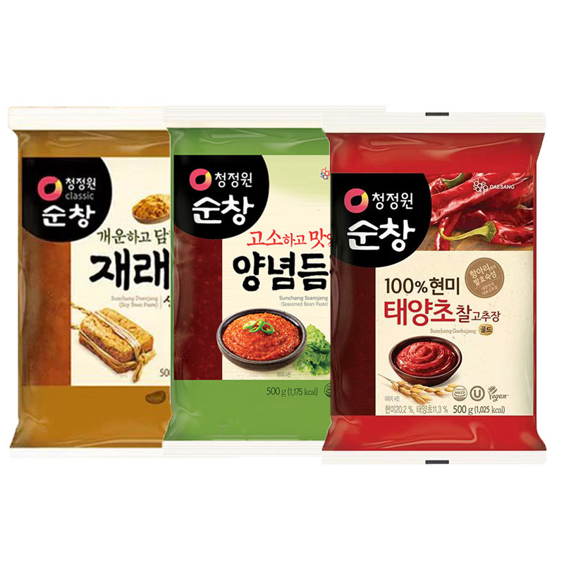 整箱韩国进口清净园袋装包饭酱辣椒酱生大酱500g韩式调味酱烤肉酱