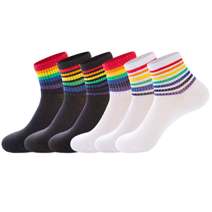 浪莎黑色袜子女中筒袜纯棉中长款白色全棉女袜ins潮棉袜秋冬高筒