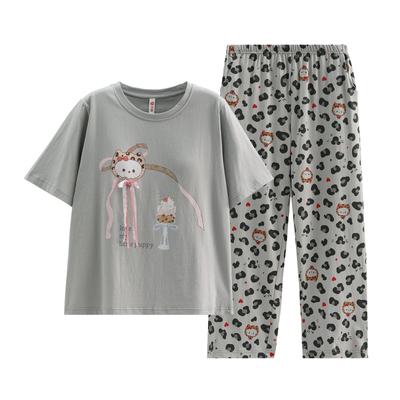 芬腾纯棉带胸垫女睡衣套装