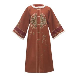 汉服女圆领披袄明制立领长袍加绒加厚新拜年红对襟马面裙秋冬套装