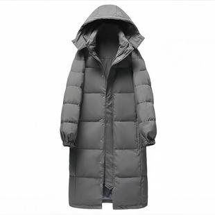 韩系高级感长款过膝情侣男女羽绒服2025年巨好看超火白鸭绒外套潮