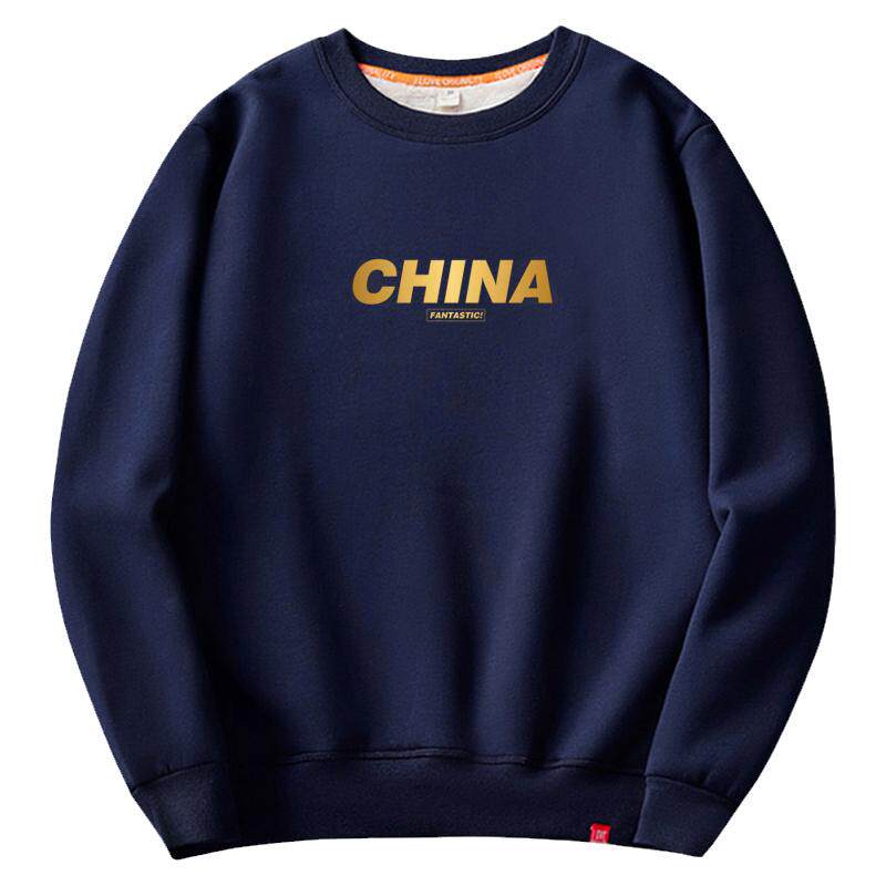 法式大公鸡羊羔绒圆领卫衣男加绒