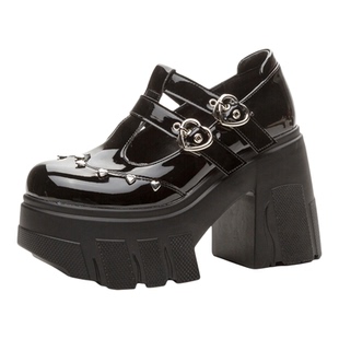 11cm厚底内增高凉鞋女2026新款小个子松糕鞋休闲玛丽珍小皮鞋包头