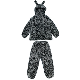女童豹纹睡衣一套过冬儿童加绒加厚套装女孩极寒保暖可外穿家居服