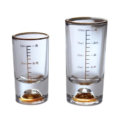 金箔白酒啤酒洋酒黄酒杯带刻度