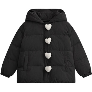 【羽绒升级】25冬新款女童羽绒服儿童黑色羽绒外套洋气