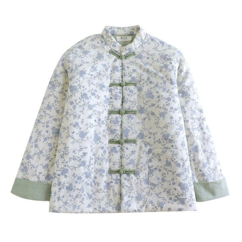 抗寒零下10纯棉花不起静电花棉袄棉花衣夹棉加厚新中式睡衣国风