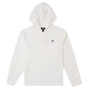 匡威秋冬经典款白色男女连帽加绒休闲卫衣开衫外套10024511-A09