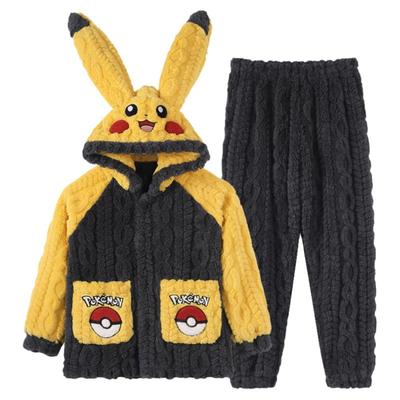 儿童皮卡丘睡衣秋冬季男童珊瑚绒