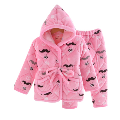 儿童法兰绒睡衣卡通冬季加厚